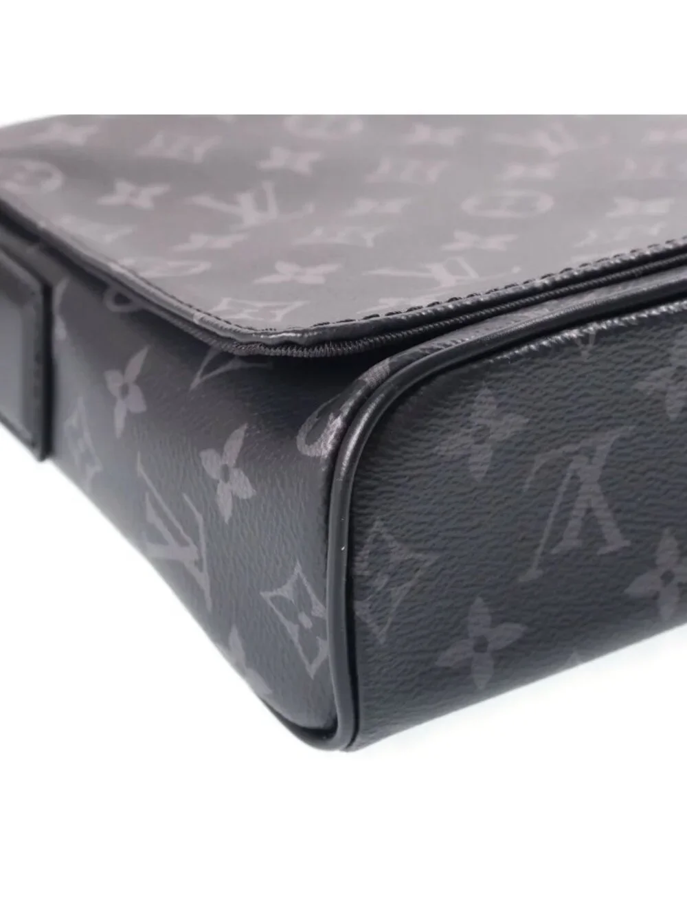 Louis Vuitton Monogram Eclipse District PM Shoulder Bag Black Leather Silver